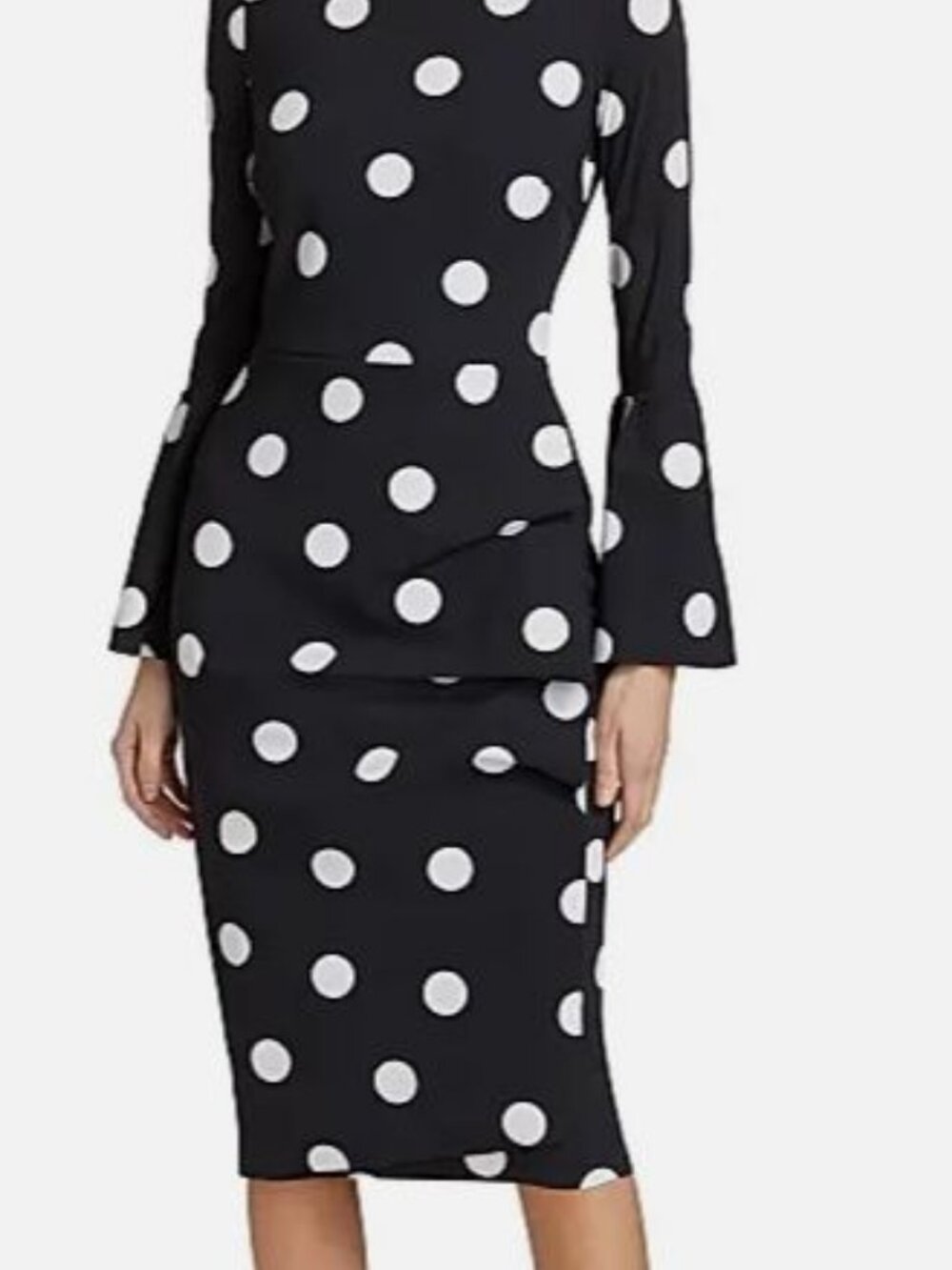 Chiara Boni Women's Black White Addax Polka Dot Bodycon Cocktail Dress Size 4